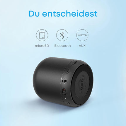 Anker Soundcore mini Bluetooth speaker with 15 hours of playtime, fantastic sound, 20 meter Bluetooth range, FM radio and intense bass (black)