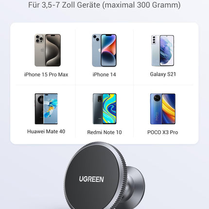 UGREEN autotelefoni hoidik, magnetiga autokinnitusega mobiiltelefoni hoidik, magnetiline 360° mobiiltelefoni magnetiline hoidik, auto-sõiduki mobiiltelefoni hoidik, ühildub iPhone 15 Pro Max Plus 14 13 Galaxy F34 S23 jne.