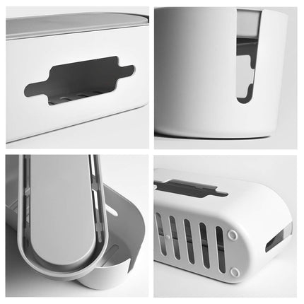 PORRASSO Cable Box Cable Management Box Cable Organizer Storage Box for Hiding Power Strips Adapters Cables - 12.6 x 4.7 x 5.1 Inch White
