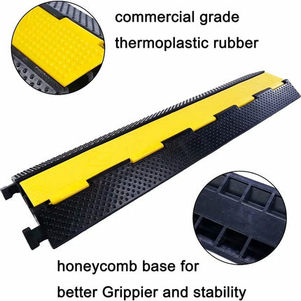 BWKJMY 2-Channel Floor Cable Cover - 1 Pack Cable Protector Ramp for Cables, Heavy Duty Driveway Tank Ramps, Non-Slip Rubber Cable Ramp, Outdoor Cable Cover (1 Pack, 100x22x5 cm)