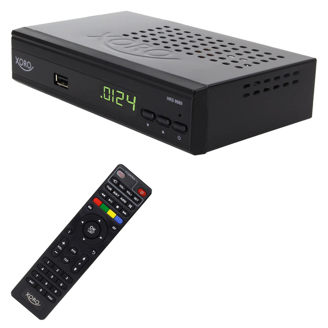 XORO digitaalne FullHD satelliitvastuvõtja HRS 8689 2-in-1 kaugjuhtimispuldiga, toetab Unicable 1/2, JESS, USB 2.0 meediapleierit, HDMI, SCART ja S/PDIF väljundit