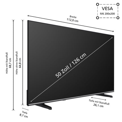 JVC 50-tolline nutiteler VIDAA LT-50VD3555 4K UHD HDR-teler Dolby Visioniga ja integreeritud kolmekordse tuuneriga, LED-teler must