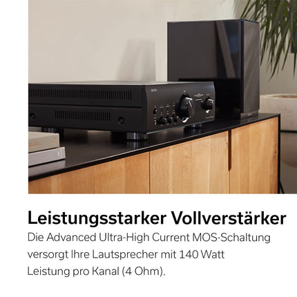 Denon PMA-1700NE HiFi võimendi, 2x140W, sisseehitatud fono-eelvõimendi, kõrgresolutsiooniga sertifitseeritud, täiustatud ülikõrge voolutugevusega ühe-push-pull vooluring, täiustatud AL32 protsessor Plus, must