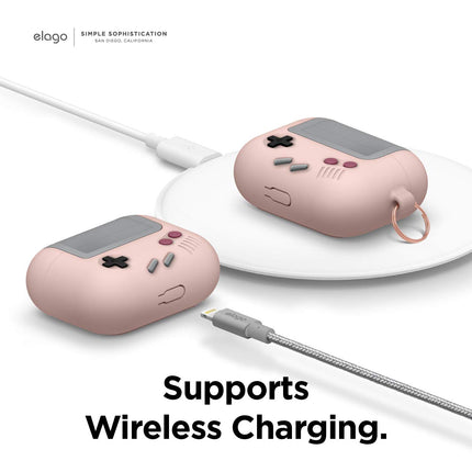 elago AW5 Protective Case Compatible with Apple AirPods Pro, Classic Portable Gaming Console Design with Keychain, [Patented USA] - Sand Pink