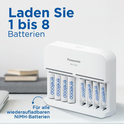 eneloop nutikas laadija, 1-8 AA/AAA NI-MH akule, 5 tundi laadimisaega, 9 ohutusfunktsiooni