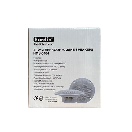 Herdio 4-inch Round Ceiling Speakers, Pair of 160 Watts Waterproof Marine Boat In-Ceiling Speakers, for Bathroom Spa Room Motorcycle UTV ATV RV Car Golf Cart (14.3 x 13.9 x 11.8 cm)
