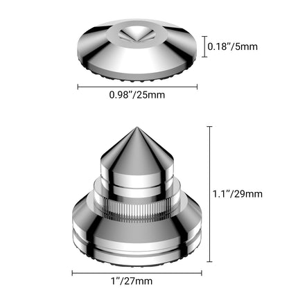 Tertullus 4 pieces speaker spikes, stainless steel height-adjustable subwoofer spikes, absorber feet with spikes and washers for HiFi devices and speakers