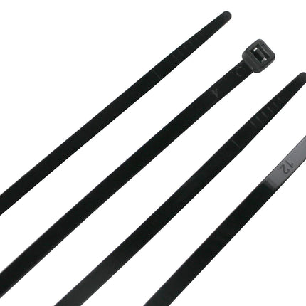 CRINSTON - 1000 cable ties 300 x 3.6 mm - UV-resistant - Minimum tensile strength 18.3 kg - Black.