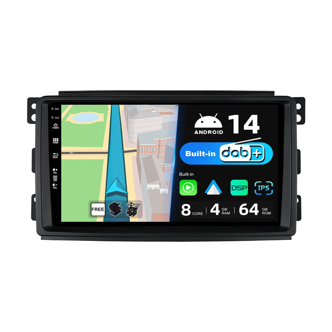 JOYX Android 12 IPS autoraadio - [sisseehitatud DAB] - sobib Benz Smart Fortwo 451 (2005-2010) - juhtmevaba Carplay/Android Auto - 4G+64G - kaamera + mikrofon - 9-tolline 2 DIN-ekraan - SWC DSP WiFi kiirkäivitusega 360-kraadine kaamera
