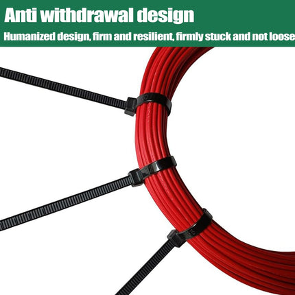 Cable Ties, Black, 100 Pack, 300 mm x 3.6 mm, 18 kg Tensile Strength, UV-Resistant, Nylon Plastic, Self-Locking, Large, Heavy-Duty, Cable Wrap for Tidy Wires, Home, Workshop