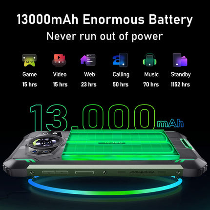 OSCAL S80 lepinguta õuetelefon 13000mAh akuga, Helio G85 6GB+128GB, IP68/IP69K veekindel nutitelefon Android 12, 6,58'' FHD+ ekraan, ArcSoft® 12MP kolmekordne kaamera, GPS NFC tagurpidi laadimine must