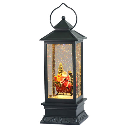 Eldnacele Singing Battery Operated and Plug-in Music Lighted Christmas Snow Spinning Water Glittering Snow Globe Lantern Home Decoration and Gift Santa Claus
