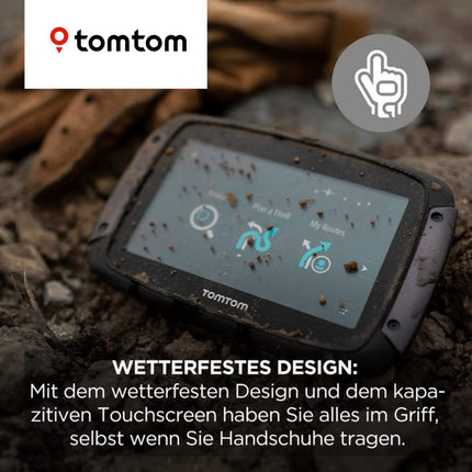 TomTom Rider 50 Motorcycle Sat Nav (4.3-inch, with winding and mountainous routes specifically for motorcycles, updates via Wi-Fi, 3 months of TomTom Traffic and speed camera coverage, 23 Western European countries)