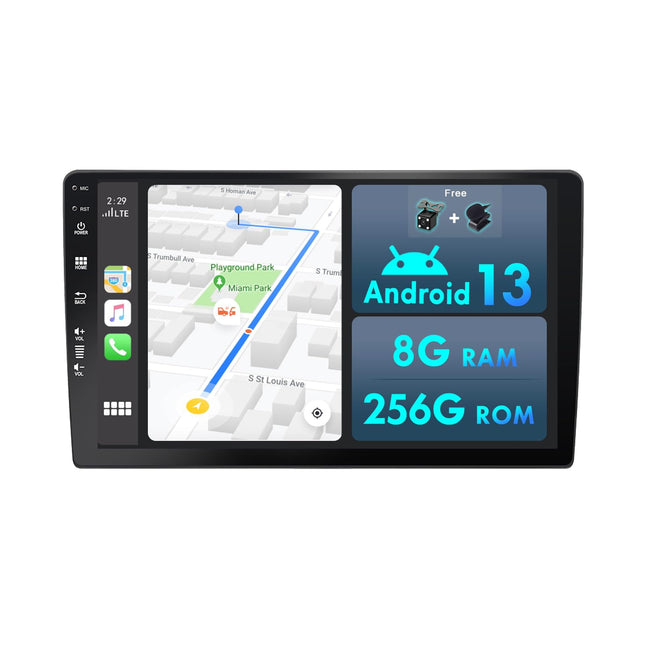MISONDA 8GB+256GB 2 DIN 9-tolline IPS-ekraan Android autoraadio Carplay Android Auto MirrorLink RDS tasuta tahavaatekaamera + mikrofon