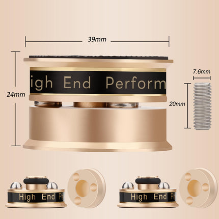 YuanYong 4 tk 39x24mm kõlari isolatsioonijalad HiFi kõlari naelad padjad isolatsioonijalad subwooferi naelad helivõimendi jalad tipptasemel kõlaritele CD/DVD-mängija läbimõõt (kuldne)
