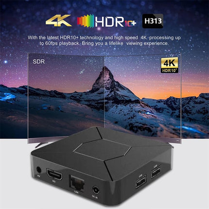 BOXPUT Q5 teleriboks, Android 10.0 süsteem, Allwinner H313 kiip, BT5.2 kahekordne WiFi 2.4G/5G, 4-tuumaline 4K dekodeeriv teleriboks, 2 GB RAM, 8 GB ROM ja 100M LAN Enternet nutikas Androidi boks hääljuhtimisega BT puldiga