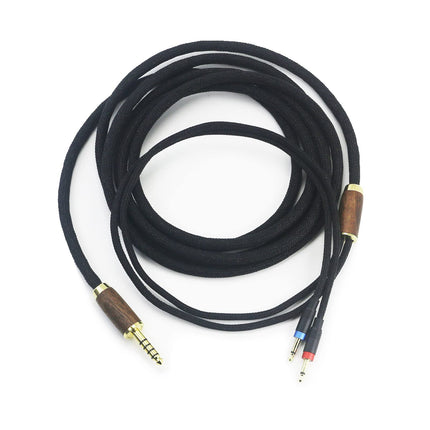 4.4mm Balanced Cable 6N OCC Copper Silver-Plated Cable Walnut Wood Shell Compatible with Monolith M1060, M1060C, M565, M565, for AudioQuest NightHawk Headphones (2X 2.5mm Version)