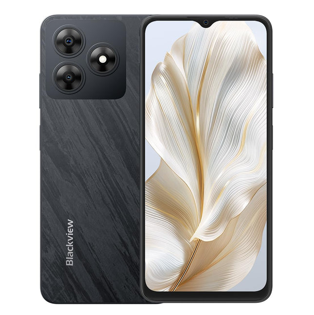 Blackview Wave 8C 4G nutitelefon ilma lepinguta, 6,56'' HD+, kaheksatuumaline 6GB+64GB (2TB väline SD), 13MP+8MP kaamera, 3 kaardipesa, Android 14 kahe SIM-kaardiga mobiiltelefon, Smart-K Box kõlar, GPS must