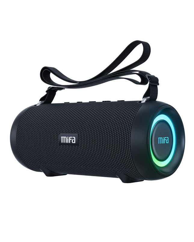 MIFA A90 Bluetooth Speaker 60W Wireless IPX7 Waterproof RGB LED Light 30 Hours Battery, USB/Micro SD Card/AUX-in Playback True Wireless Stereo with Protective Case/Portable Strap