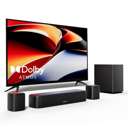 ULTIMEA 5.1-kanaliline heliriba Dolby Atmosega, 3D ruumilise heli süsteem telerile, rakenduse juhtimine, kodukino helisüsteem, teleri heliriba subwooferiga, 2 ruumilise heli kõlarit, HDMI eARC/Opt/AUX/BT, Aura A50 Pro