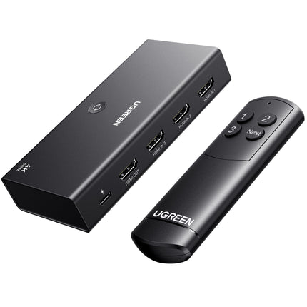 UGREEN HDMI-lüliti 3 sisse 1 väljund 4K@60Hz, HDMI-jaotur puldiga, toetab HDR10+ CEC HDCP2.2, ühildub lülitiga PS5/4/3 Xbox Blu-ray-mängijaga