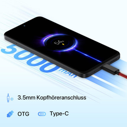 UMIDIGI mobiiltelefon Android 14, 8(4+4)+256GB/1TB TF nutitelefon ilma lepinguta, 120Hz 6.8-tolline HD+ nutitelefon, Bluetooth 5.2, 5000mAh, Octa Core, 4G kahe SIM-kaardiga/Face ID/Sõrmejäljelugeja/13MP/GPS/OTG-Note 100A must