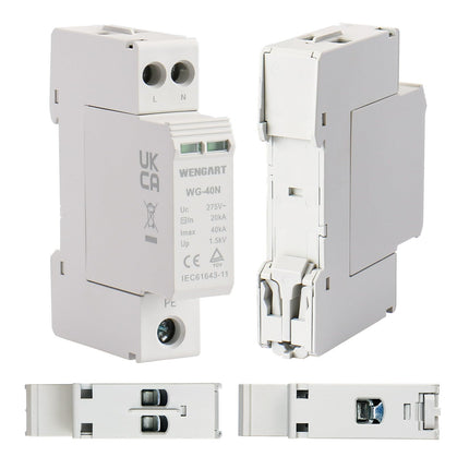 Wengart mini surge protection device WG-40N, 2P 18mm width, TÜV certification, low-voltage protection lightning surge protection