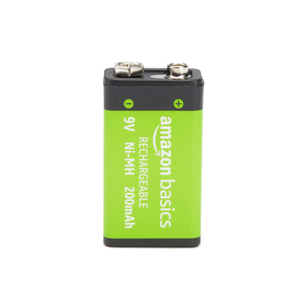Amazon Basics 9V NiMH Rechargeable Batteries, 200 mAh, Up to 1000 Charges, Pre-Charged, 4 Pack