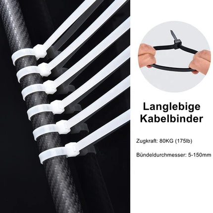 Cable ties white 8.8 mm x 500 mm UV-resistant cable ties white long tensile force 80 kg white cable ties 100 pieces