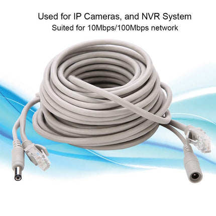 5M/10M/15M/20M CCTV Cable, AHD Video Power Cable for CCTV Security Camera Surveillance System, Cat Cable for IP Cameras NVR System 10 Mbps/100 Mbps (Color White)(10M)
