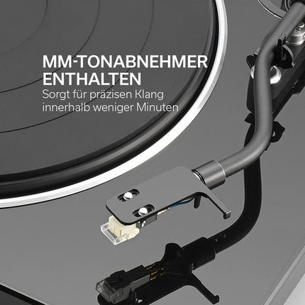 Denon DP400BKEM Turntable (Belt Drive, Tonearm Lift, Built-in Preamp, S-Tonearm) Black