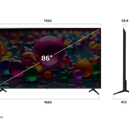 LG 86UA75006LA teler 86-tolline (218 cm) 4K UHD tehisintellektiga teler (α7 Gen8 4K tehisintellektiga protsessor, webOS 25, 60 Hz) [mudeliaasta 2025]