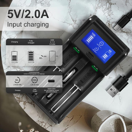Universaalne akulaadija USB LCD intelligentne laadimine 3,7 V 18350 18500 17500 10440 laetavatele liitiumioonakudele ja NI-MH/NI-CD AA AAA C akudele (patareid ei kuulu komplekti)