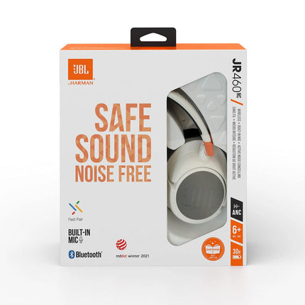 JBL JR 460 NC – Kõrvaklapid mürasummutusega lastele, valged – JBL Safe Sound tehnoloogiaga ohutuks kuulamiseks – Kuni 30 tundi muusika taasesitust
