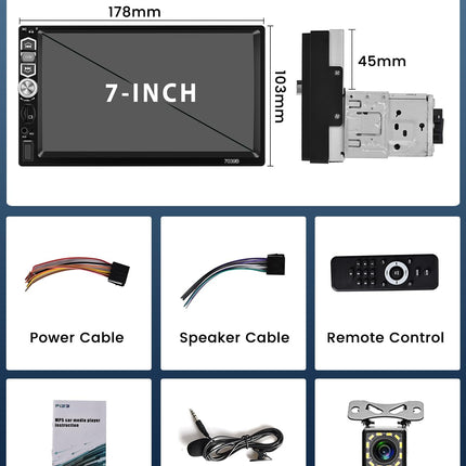 Hikity 7-tolline 1 DIN autoraadio Bluetooth koos Android Auto juhtmevaba Carplay autoraadio puutetundliku ekraaniga peegli lingiga Androidile/iOS-ile FM-raadio USB SWC TF tahavaatekaamera