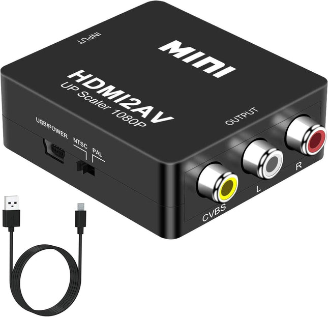 DigitConvert HDMI-RCA adapter, HDMI-AV muundur, 1080P Mini RCA komposiit CVBS audio-video muundur, toetab PAL/NTSC-d, ühildub arvuti/sülearvuti/Xboxi/teleri/Roku/Fire Stickiga