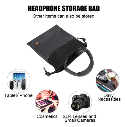 Desing Wish Leather Lightweight Headphone Bag Case Headset Storage Bag Headphone Case Headphone Bag Soft Travel Bag for Powerbank Electronics Jbl Tech Bag Storage Bag Carrying Bag