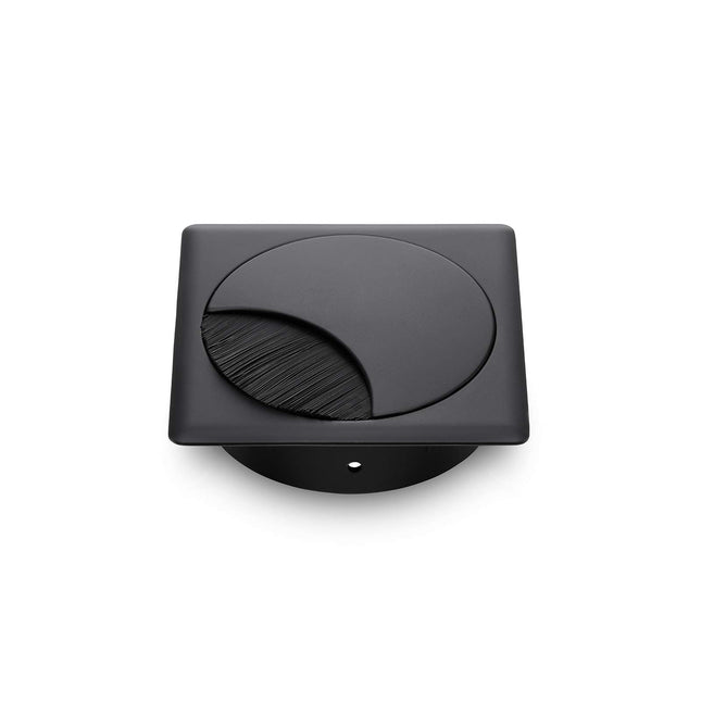 Eisnhauer® kaablikarp kandiline, roostevabast terasest, mustaks lakitud, puurimisdiameeter 80 mm, harjastihendiga, eemaldatav kaas, kahes asendis lukustatav, kõrgus u 23 mm