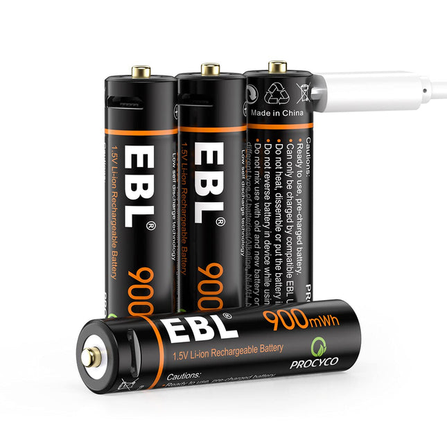 EBL Lithium Battery AAA - rechargeable AAA lithium batteries 1.5v with micro charging cable quick charge 4 pieces