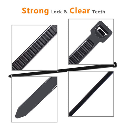 JQKX cable ties 500mm x 7.6mm, UV-resistant ultra strong cable ties with 70 kg tensile strength, nylon, black, 100 pieces