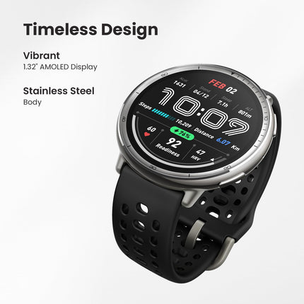 AMAZFIT Active 2 nutikell 44mm, GPS-kaardid suunaga, aktiivsusmonitor, 10-päevane aku, une jälgimine, 160+ spordirežiimi, veekindel, Androidile ja Apple iPhone'ile, must silikoon