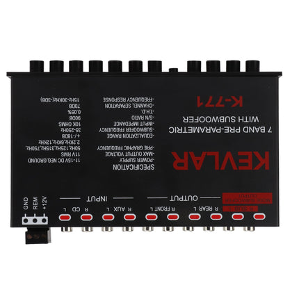 Car Equalizer with 7-Band Graphic Equalizer 7-Band Preamp Digital Equalizer Car Audio EQ Car Audio Graphic Equalizer Universal Low Pass 7-Band Variable Gain Adjustment High-Level Input EQ