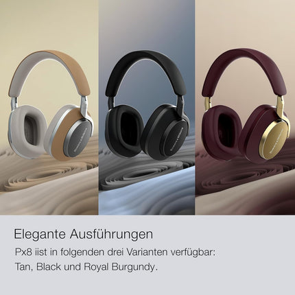 Bowers &amp; Wilkins PX8 lipulaevkõrvaklapid, millel on Bluetooth 5.0 ja kiirlaadimine, 30 tundi kõrglahutusega taasesitust ja sisseehitatud mikrofon, mustad