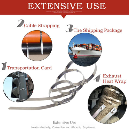 MgcTolBox Stainless Steel Cable Ties Long 800x7.9mm, Metal Cable Ties | 20 Pieces
