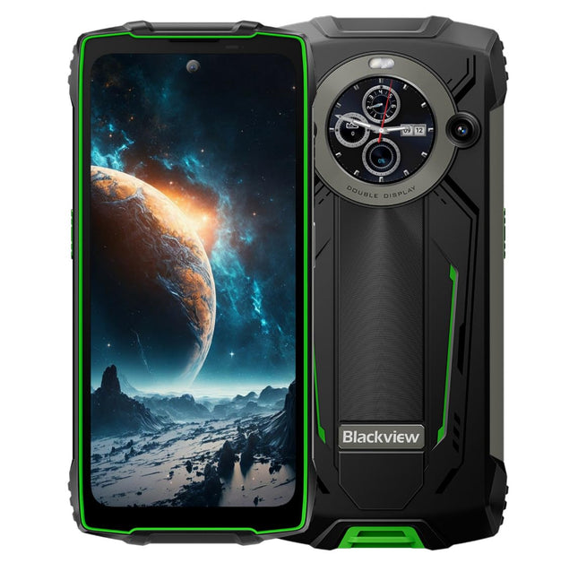 Blackview BV8200 õuenutitelefon, 170-luumenine taskulamp, kahe ekraaniga, Helio G100 36GB+256GB, 6,5'' 120Hz 2.4K FHD+, 50MP kaamera, IP68 Android 14 vastupidav telefon ilma lepinguta, NFC roheline