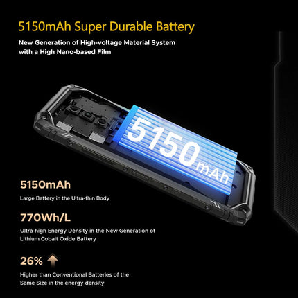 DOOGEE Blade 10 Ultra 20GB+256GB lepinguta õuetelefon 2025, 6,56" HD+ 90Hz IPS, 50MP+8MP, Android 14 mobiiltelefon, 5150mAh aku, 4G LTE õuenutitelefon veekindel IP68, NFC, GPS, OTG, Widevine L1
