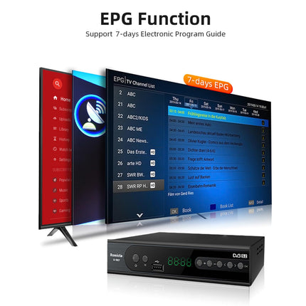 Romicta HD Receiver for Satellites, Sat Receiver with HDMI, DVB-S/S2, PVR, EPG, SCART, USB Media Player, HDTV, YouTube, Weather, Black - HDTV Satellite Receiver