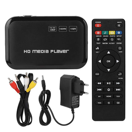 VBESTLIFE 1080P videopleier HDMI VGA, meediapleier multimeediapleier USB-mälupulgahoidjaga, 2,5T kõvaketas, SD-kaardi tugi MKV, MOV, AVI, M2TS, TP, TRP, IFO,