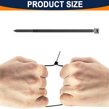 ATETEO mustad kaablisidemed, 450 mm x 5,2 mm, 100 tk pakis, kvaliteetsed nailonist kaablisidemed, mitmeotstarbelised plastkaablisidemed, turvaline iselukustuv mehhanism, kodu, aia, kontori ja isetegemise jaoks