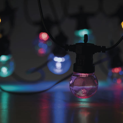 EMOS LED-ketivalgustid värvilised sise- ja välistingimustes kasutamiseks, 5 m pikkune peovalguskett 10 pallikujulise LED-pirniga, toiteplokk ja trafo, IP44, pidudeks, jõuludeks, kaunistuseks ZY1938